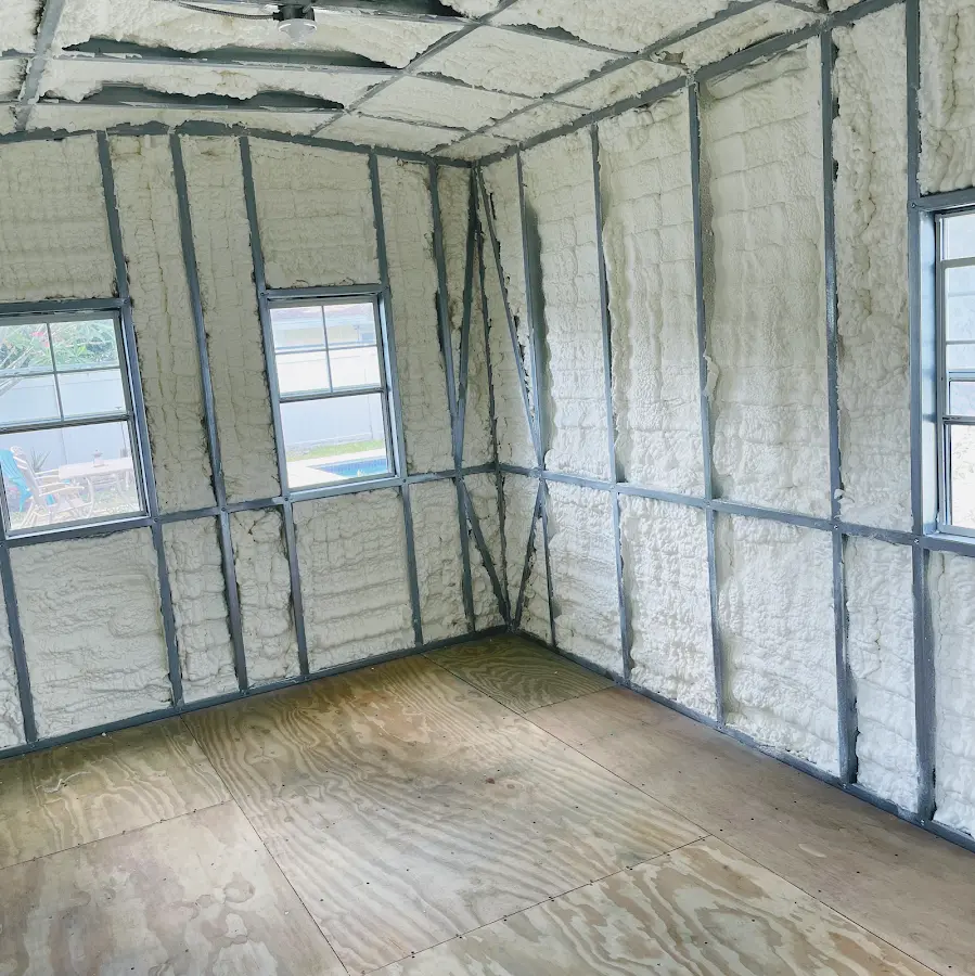 Closed-cell spray foam insulation applied to wall cavities in a residential project in Bainbridge Island